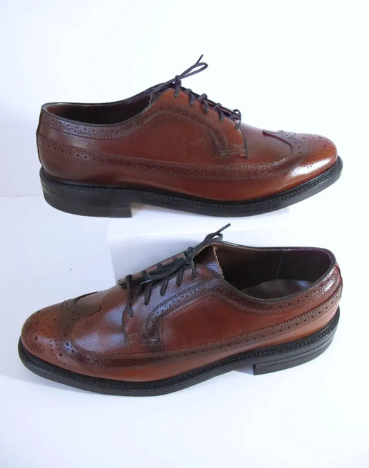 Worthmore Brown Leather Brogued Wingtip Dress Shoes